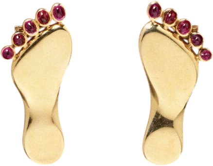 Gold Feet with Ruby Toenails Brooch