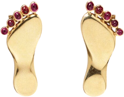 Gold Feet with Ruby Toenails Brooch