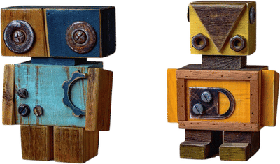 Wooden Robot Sculptures