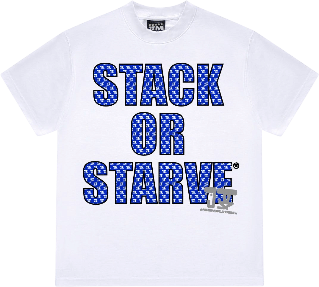 STACK OR STARVE Short Sleeve Tee - White