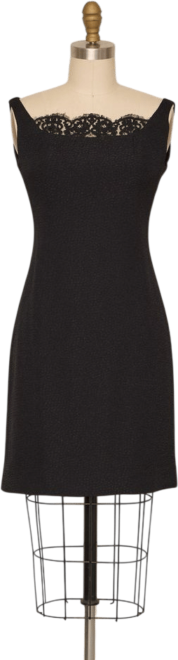 Joanna Mastroianni Black Textured Dress with Lace Panel | Khata Space