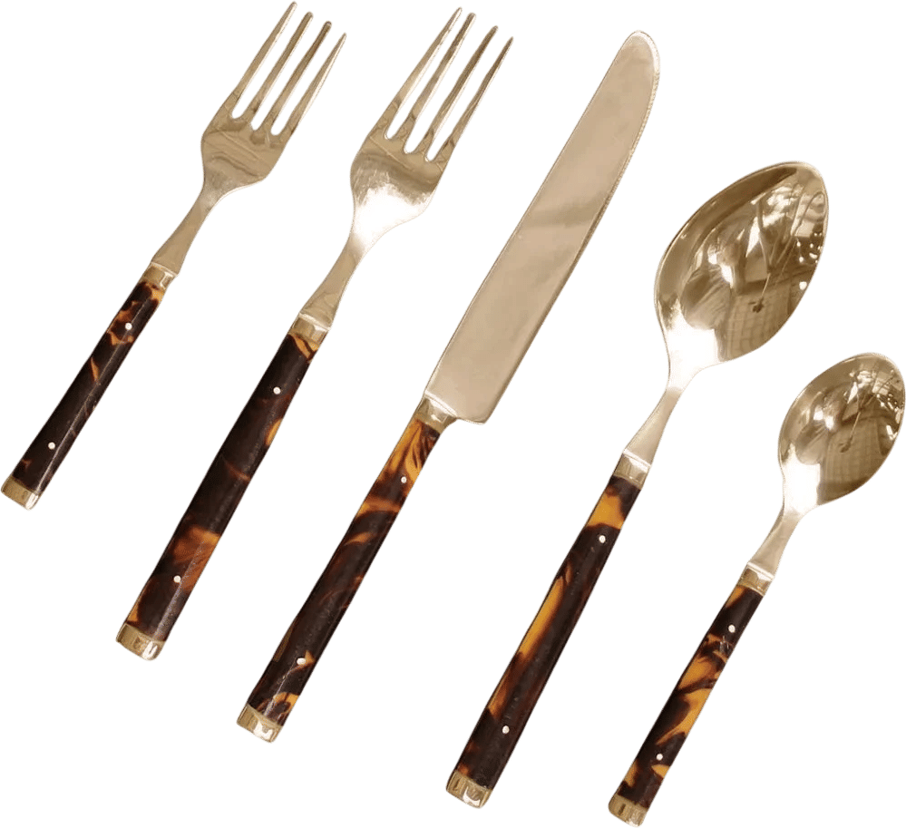 Tortoise Gold Stainless Flatware