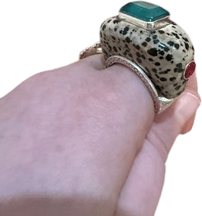 Dalmatian with Ruby Emerald Ring 925