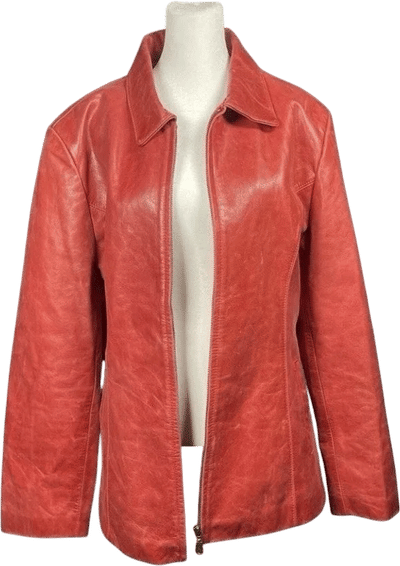 Vintage James & John Red Leather Zipper Jacket