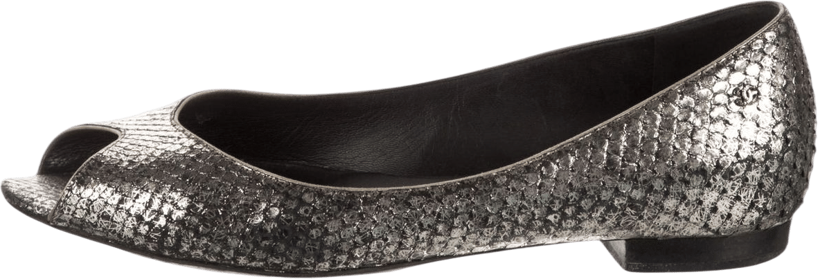 2008 Interlocking CC Logo Peep-Toe Ballet Flats