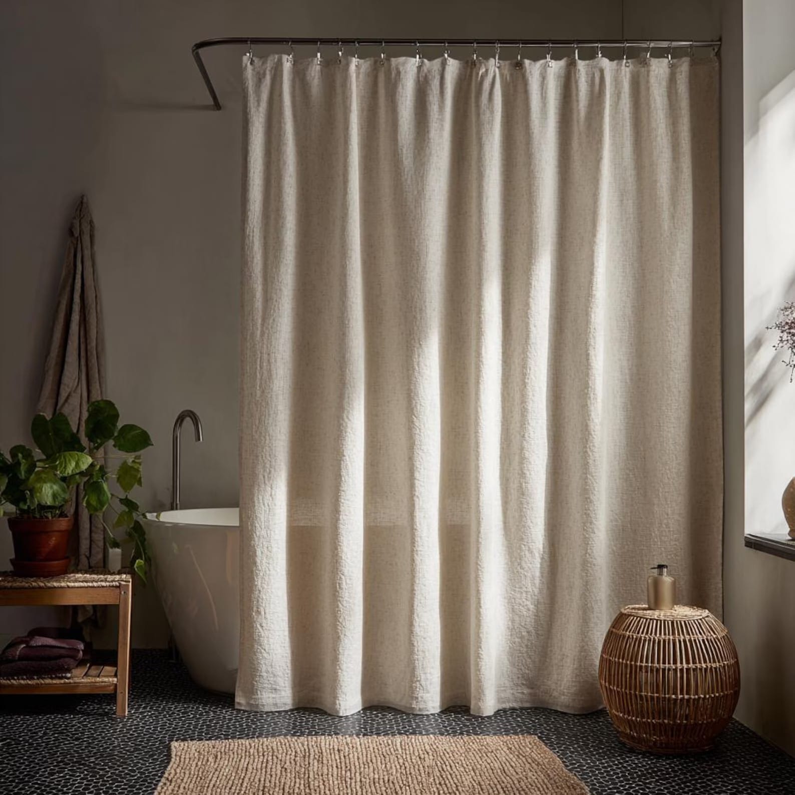 Custom Handmade Linen Shower Curtain