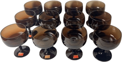 Vintage Gorham Reizart Brown Crystal Sherbet Champagne Glasses