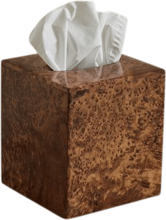 Square Burlwood Tissue Box