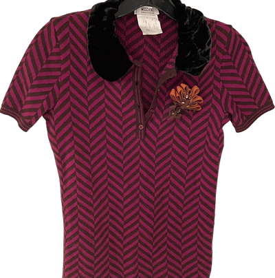 Moschino Striped Polo Shirt with Velvet Collar