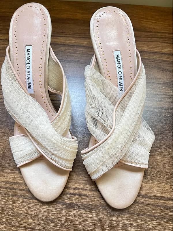 Manolo Blahnik Drapiamu Tulle & Satin Mules