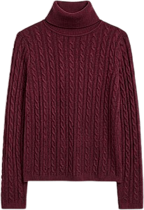 Ultra-soft cable-knit turtleneck sweater