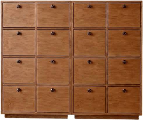 Custom Handcrafted 16-Drawer Storage Sideboard