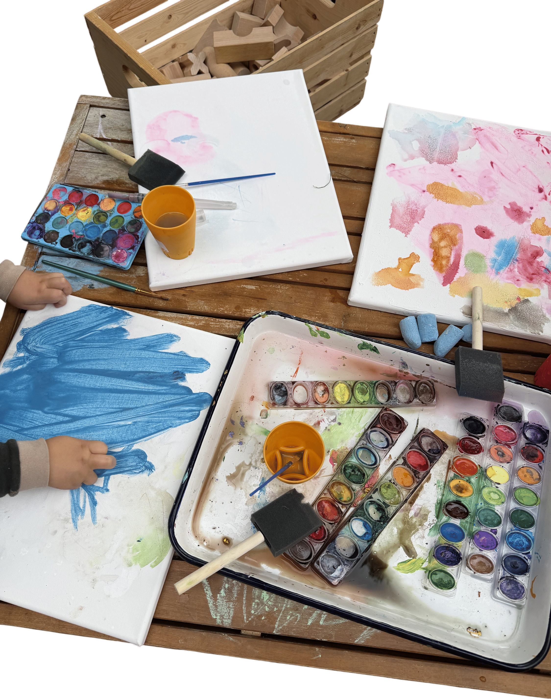 Buy pre-gessoed canvases for kids art
