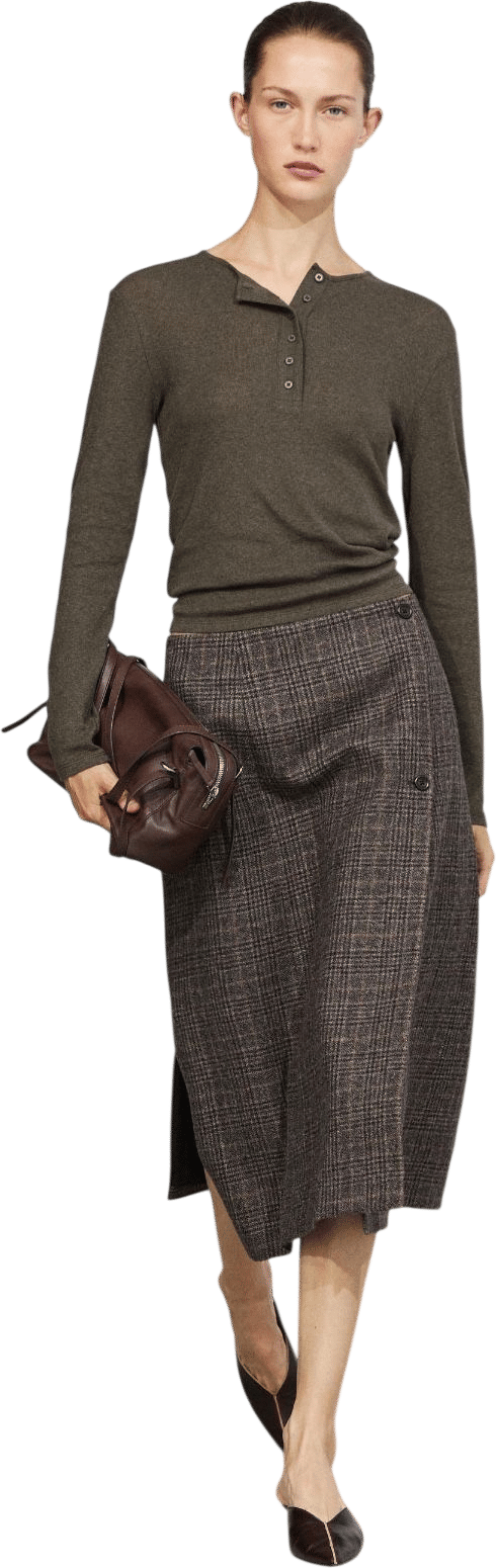 Massimo Dutti Jupe midi portefeuille à boutons