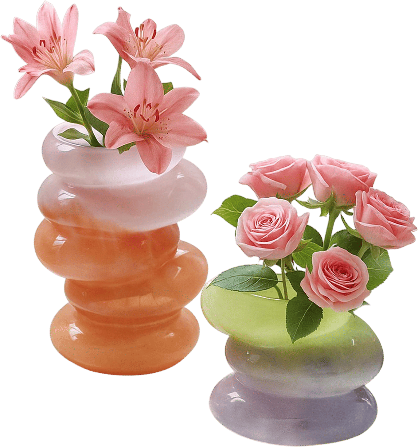 Colorful, sculptural vases