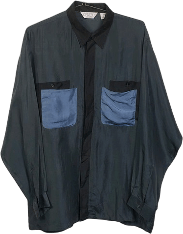Vintage Genelli Men's Silk Colorblock Shirt
