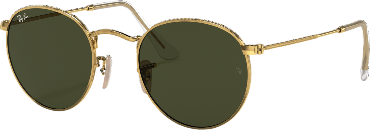 Ray-Ban RB3447 Round Metal Sunglasses in Arista Gold and G-15 Green
