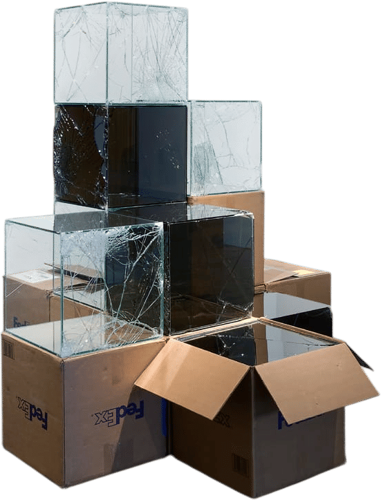 Artist Walead Beshty Shipped Glass Boxes to Produce Shattered Sculptures