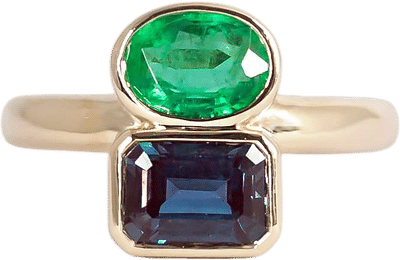 Emerald + Alexandrite Bezel Set Ring