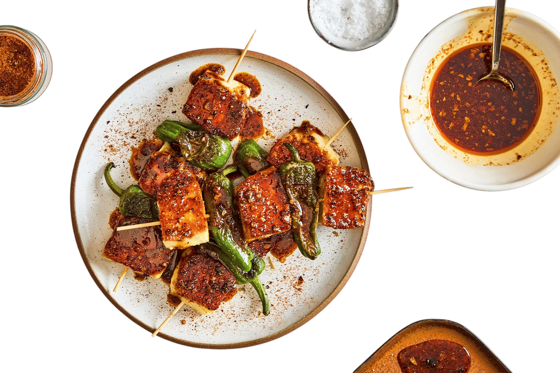Halloumi Skewers with Sweet and Smoky Honey Drizzle Recipe