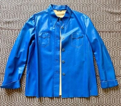 Vintage Jil Sander Electric Blue Leather Shirt Jacket