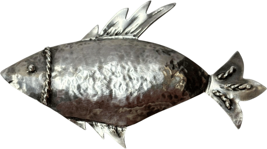 Vintage Sterling Silver 925 Sculpted Fish Brooch Pin