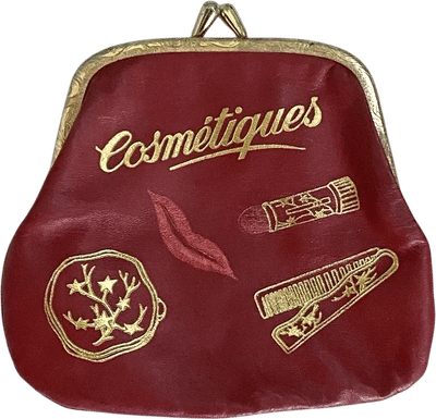 Vintage 1950s Cosmétiques Red Leather Makeup Bag