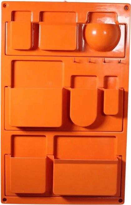 Vintage 1970s Orange Plastic Wall Organizer