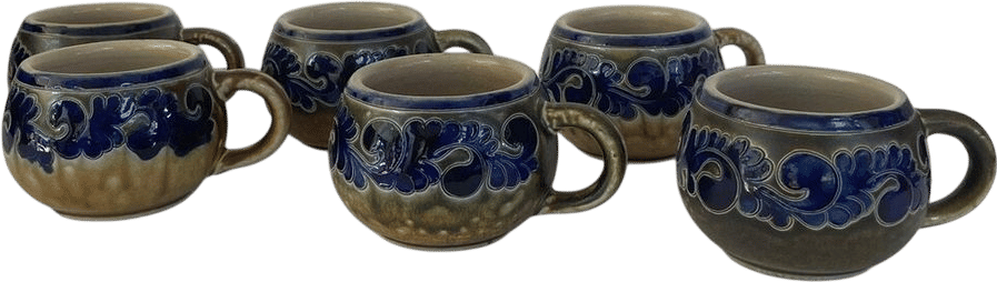RARE Reinh Merklebach Glazed German Pottery Mugs, Set of 6 - Etsy