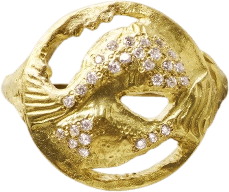 Star Sign Poetry Pisces Lux Diamond Gold Ring