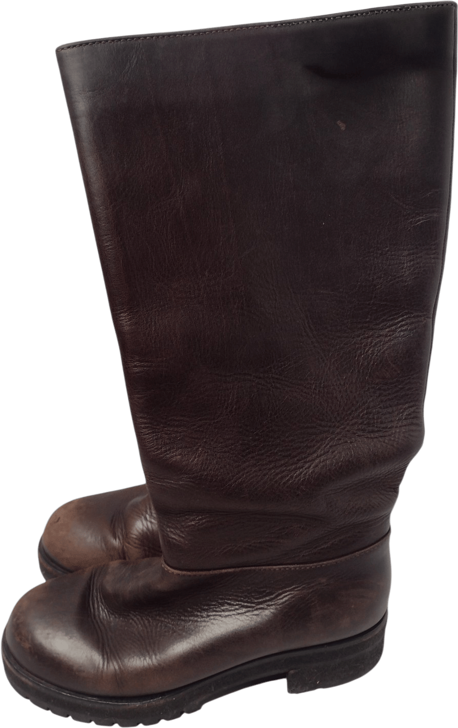 Marni Brown Leather Knee High Boots