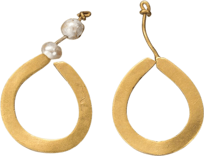 Roman, Cypriot Gold and Pearl Earrings
