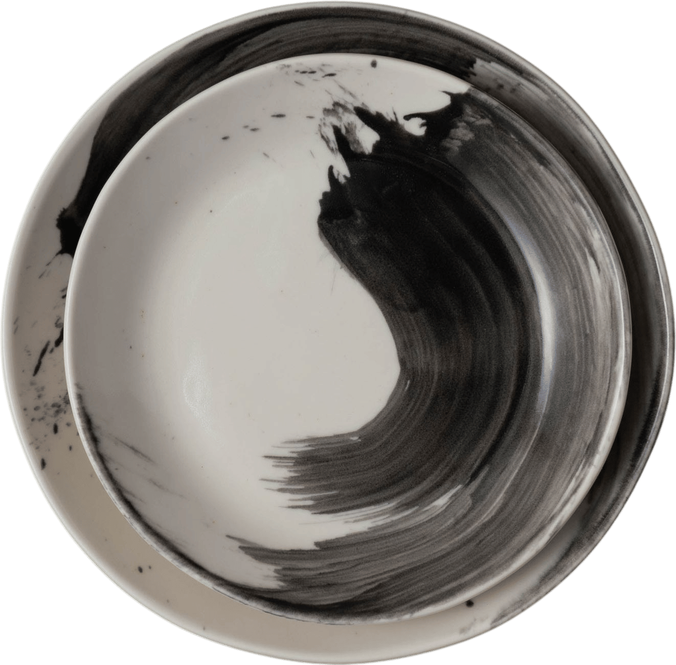 Monsoon Pottery Black Brushstroke Coupes