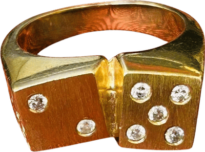14K Yellow Gold Diamond Dice Ring
