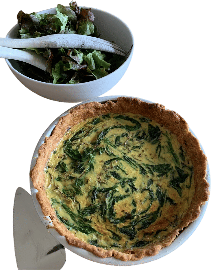 Sqrl quiche and a simple green salad