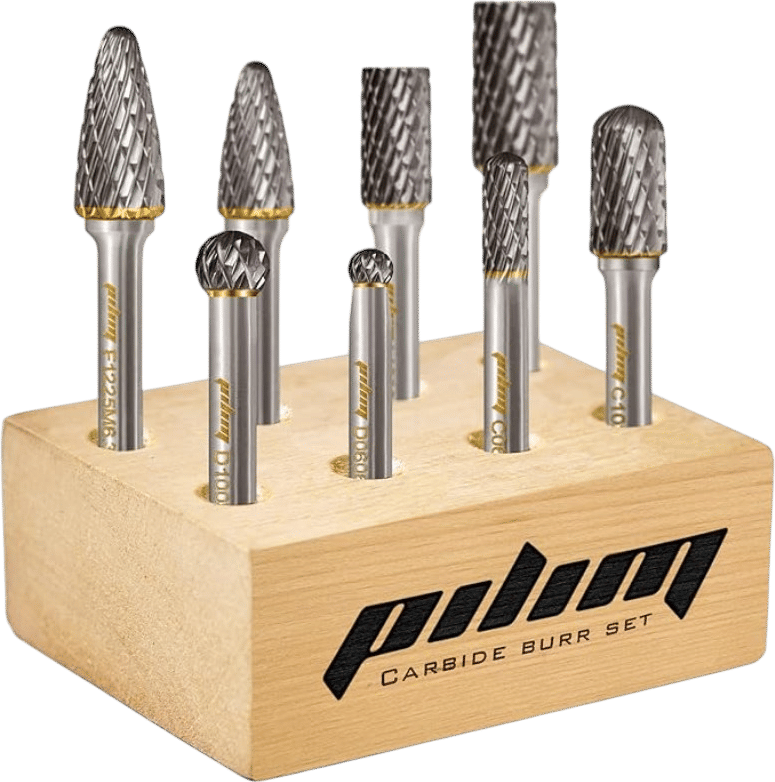Carbide Burr Set 8pcs JESTUOUS 1/4 Inch Shank Diameter Double Cut Rotary Files Metal Grinding Polishing Carving Tool Drill Bits for Die Grinder Kits