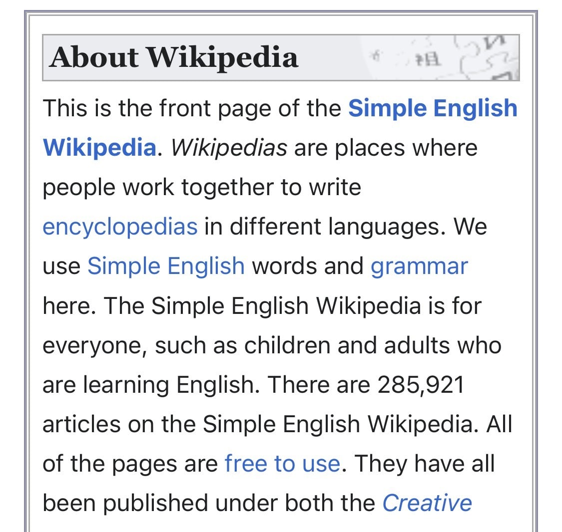 Simple Language Wikipedia