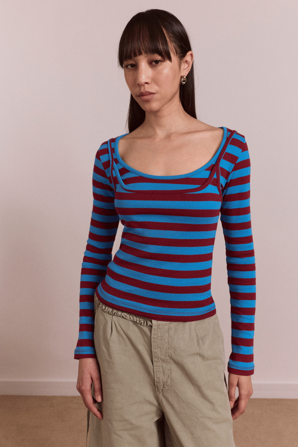 Damson Madder Avielle Double Layer Top - Blue Stripe