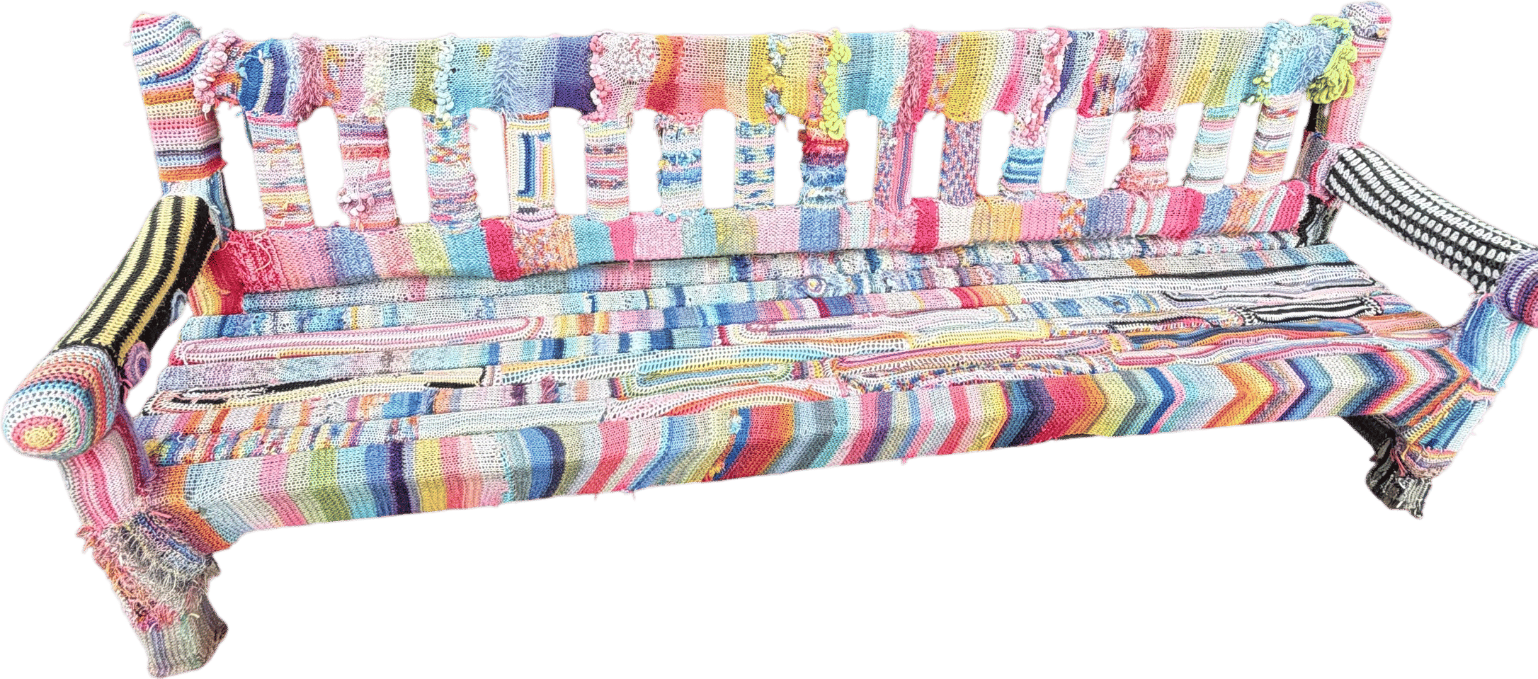 Yarn-Bombed Bench at Glasgow Botanic Gardens