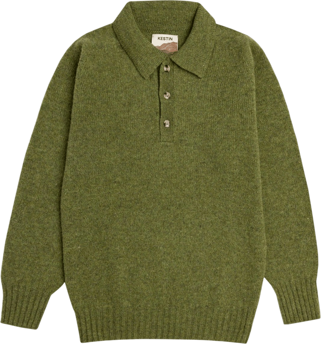 Kestin Brushed Shetland Polo in Apple Lambswool