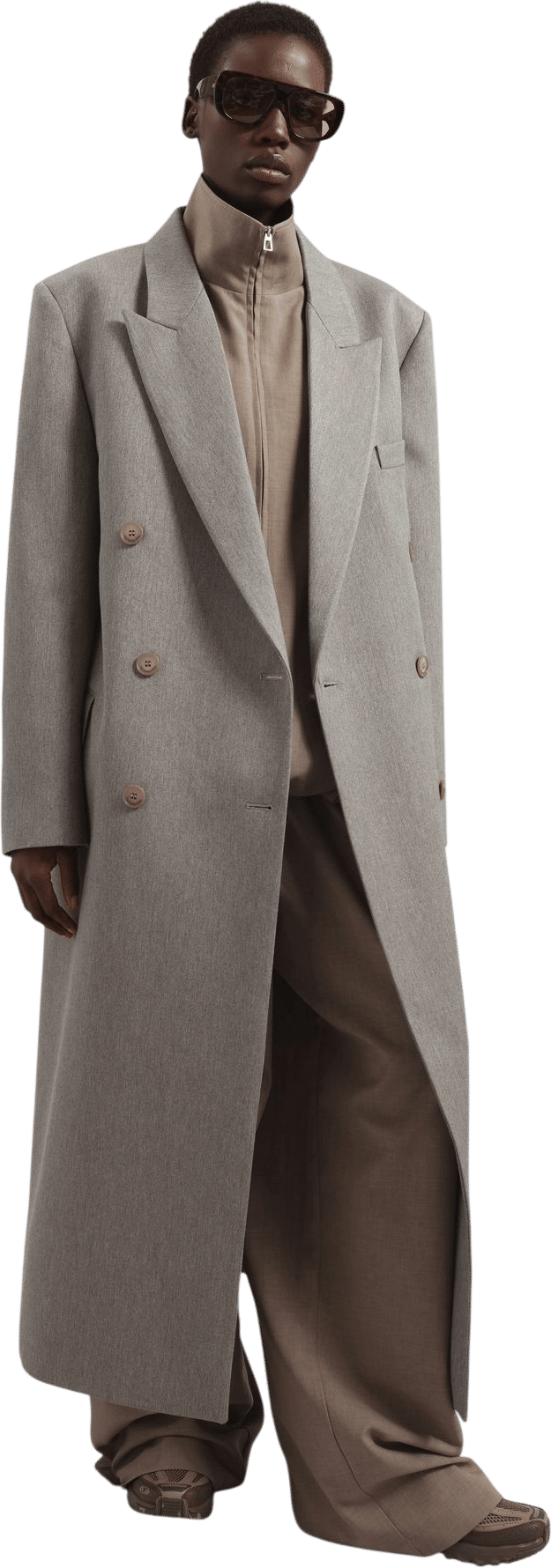 The Frankie Shop Jane Long Coat - Taupe Melange