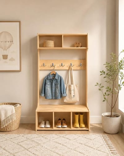 Montessori Wardrobe for Kids With Bench