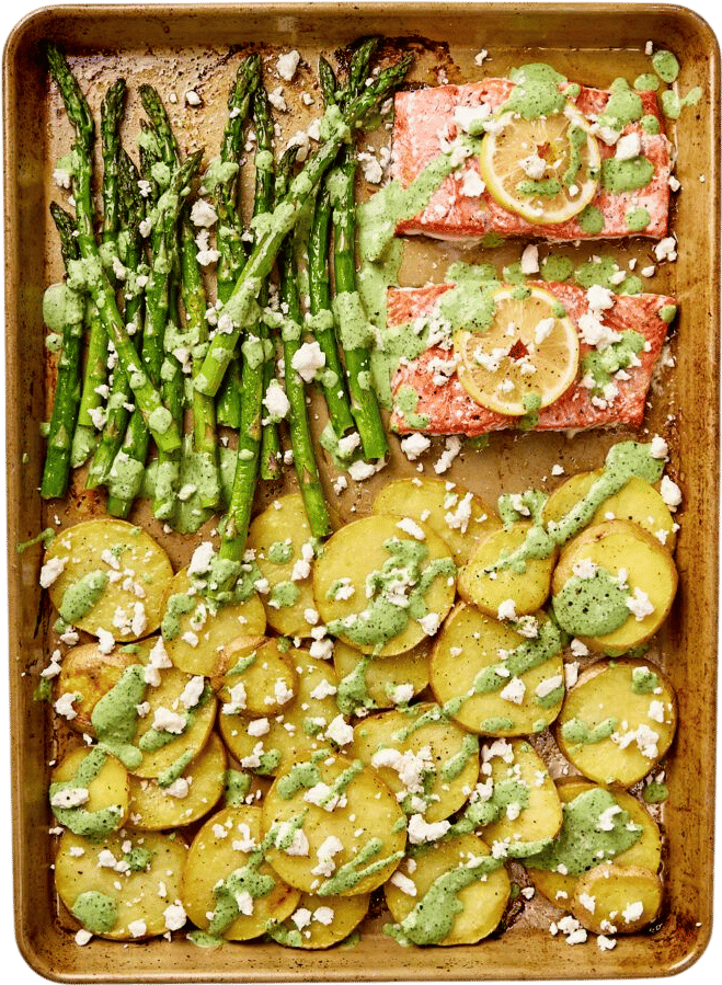 Green Goddess Sheet Pan Salmon & Potatoes