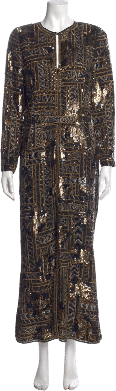 Vintage Geometric Pattern Long Dress