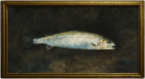 Original NOT A PRINT, Real Oil Painting Trout art, rainbow trout oil painting, vintage trout artwork, fly sport fishing decor by Juan Bosco.