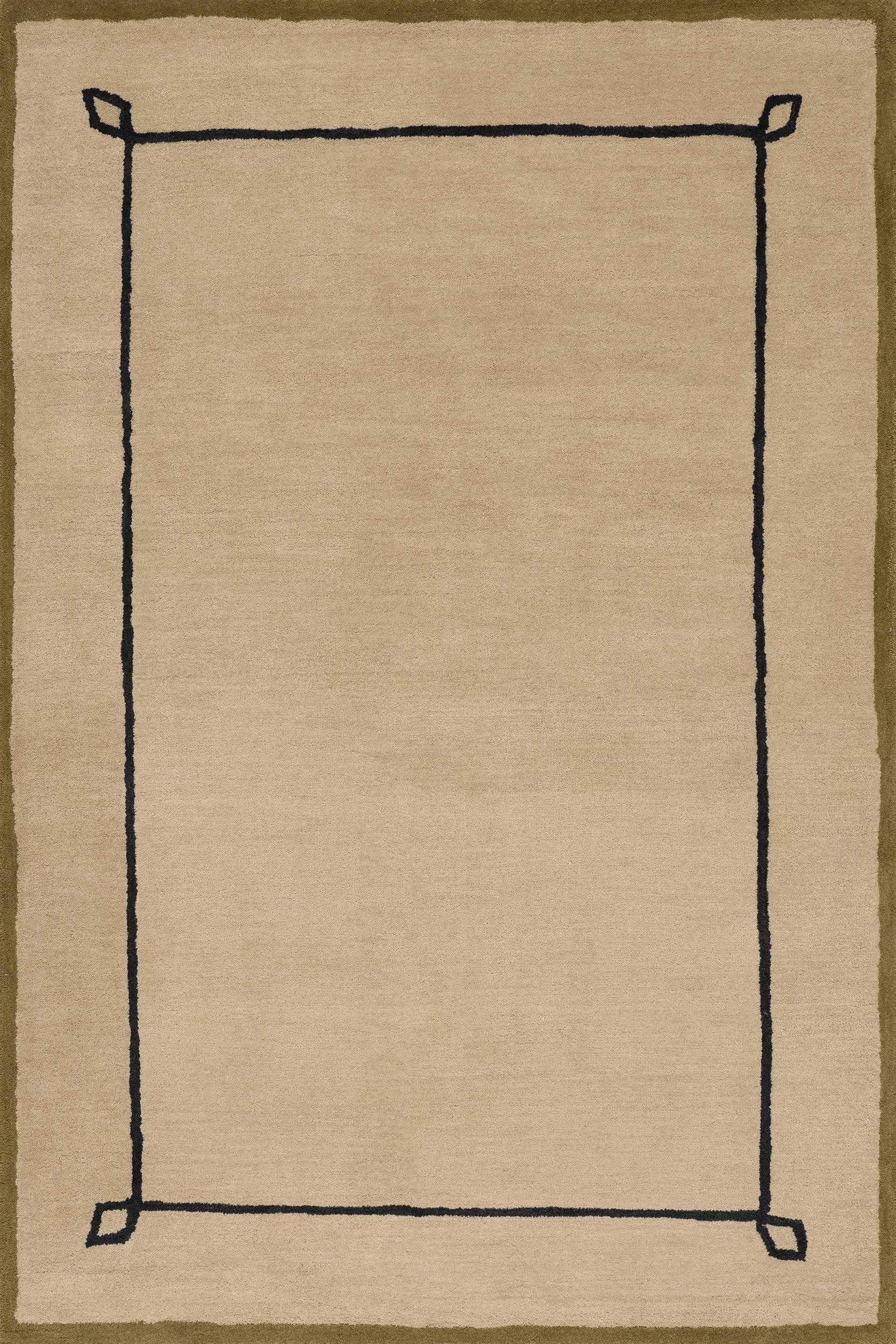 Nate Berkus Serge Bordered Wool Rug (Tan)