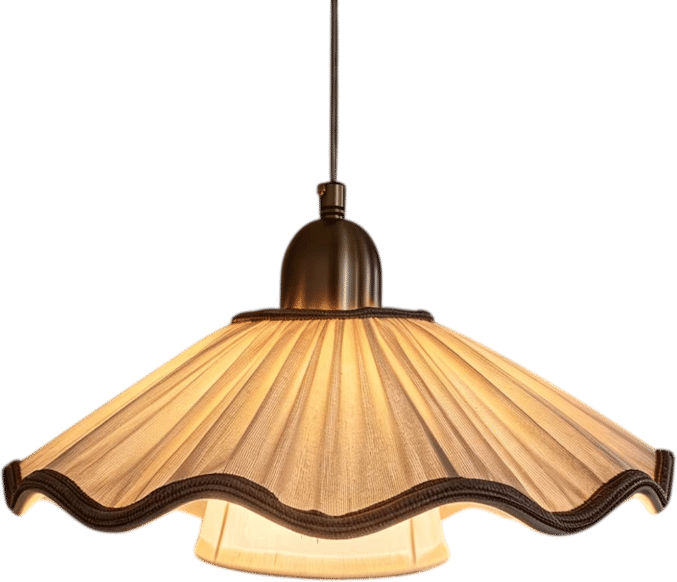 Handmade Pleated Pendant Light with Wavy Fabric Shade