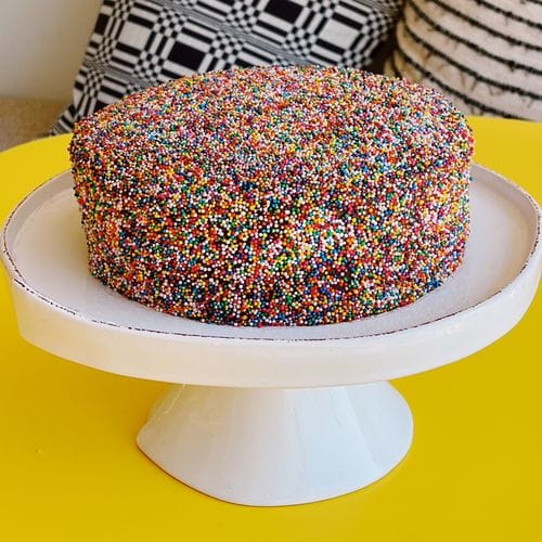 Yellow buttermilk cake with sour cream fudge frosting