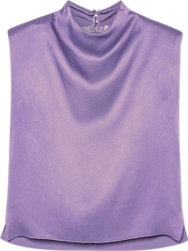 top with a funnel neck in satin envers
