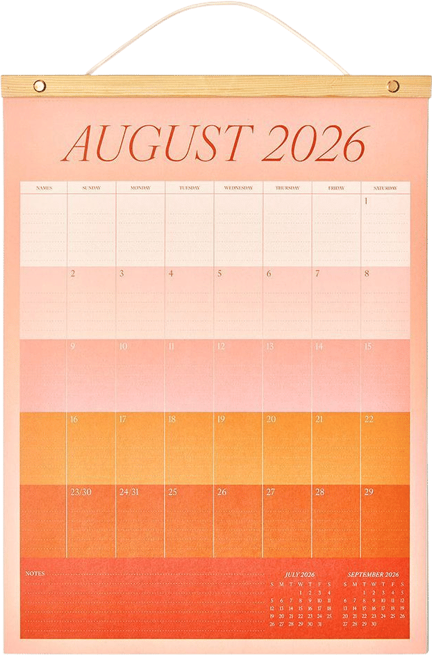 Paper monthly family calendar